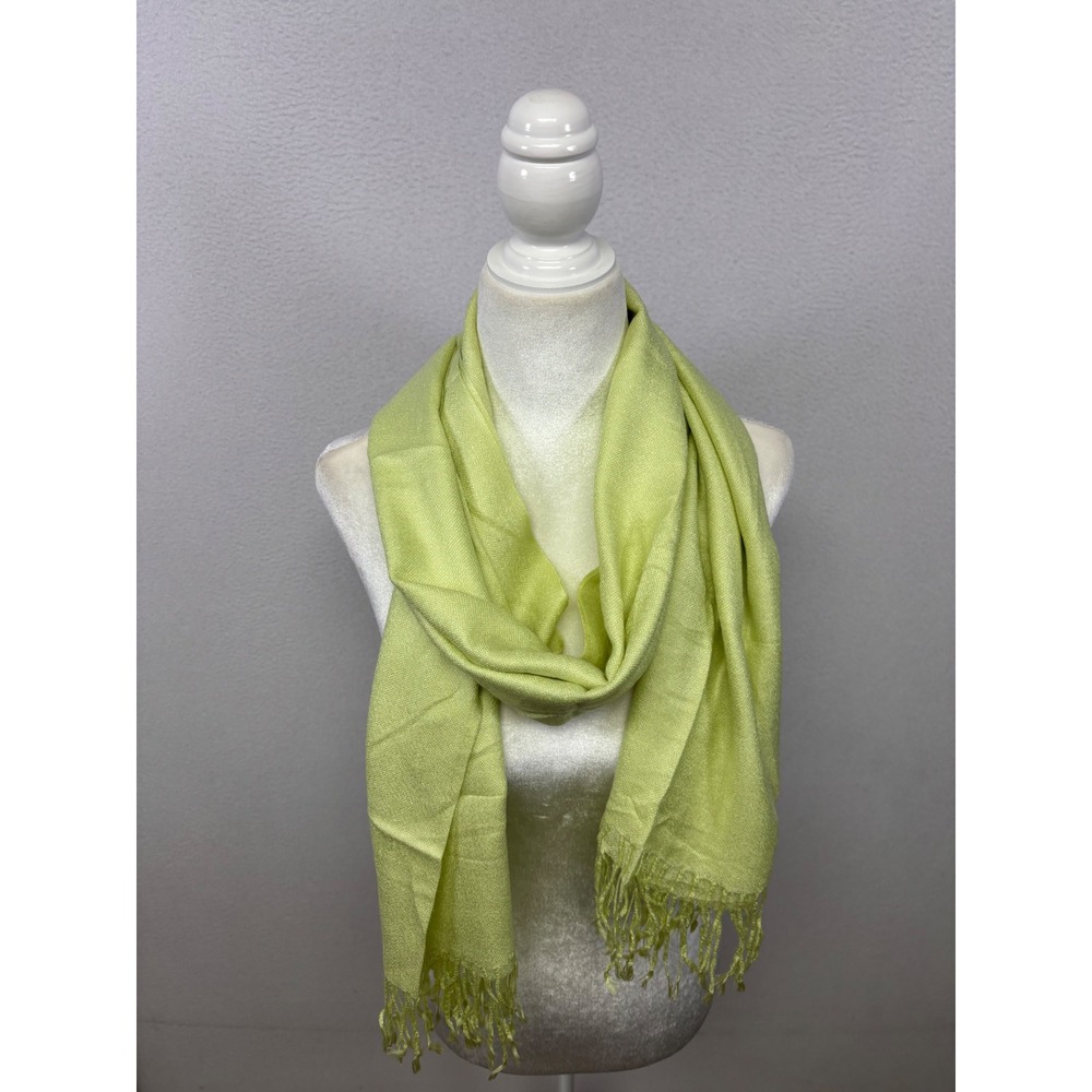 Chic Vibrant  Womens S Lime Green Pashmina Fringed Shawl Scarf Wrap